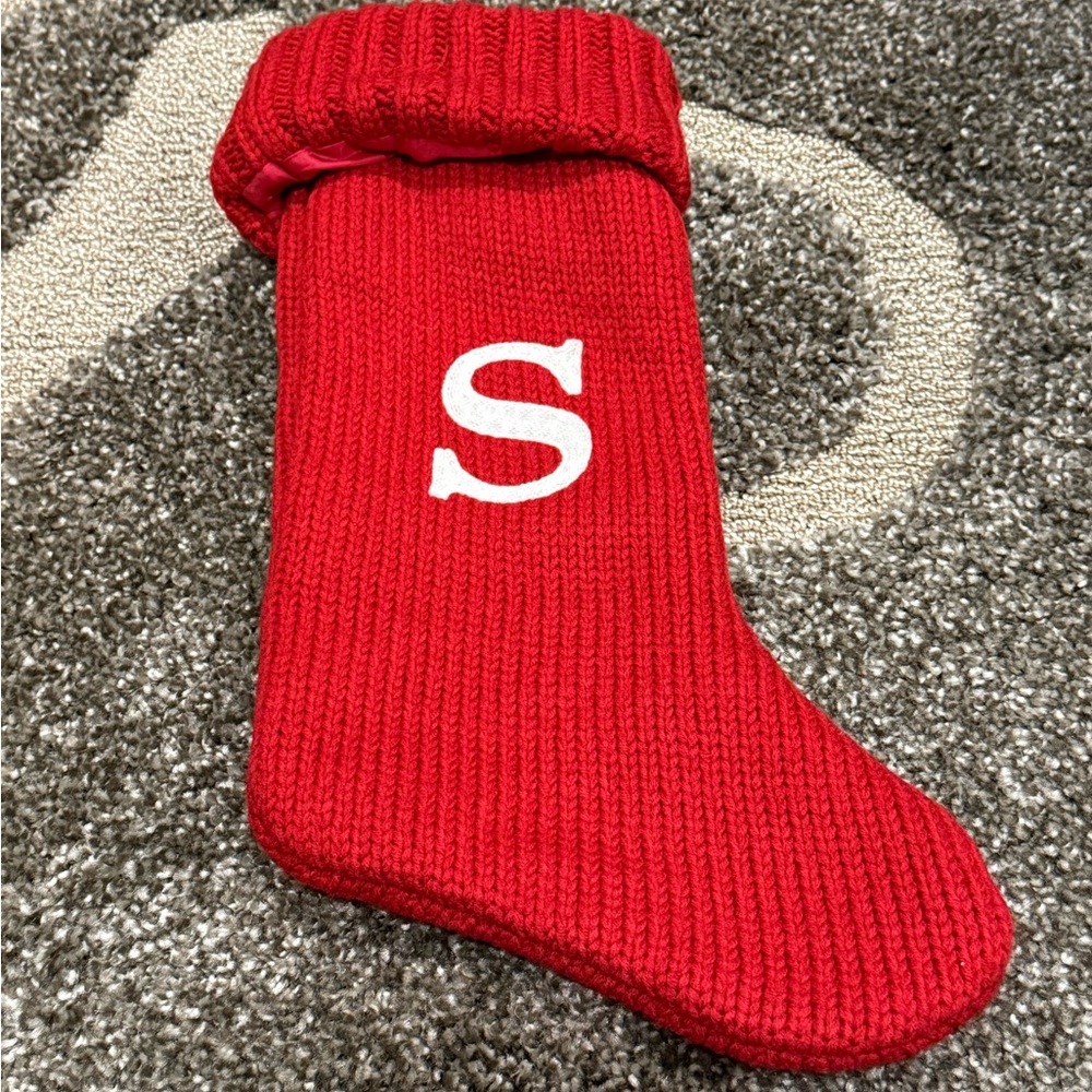Vintage Kohl's St. Nicholas Square Letter S Knit Christmas Stocking